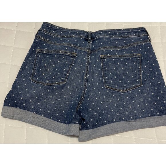 Womens Size 14 Sonoma Jean White Stars Blue Denim Shorts Mid Rise Stretch Preown - Picture 4 of 11